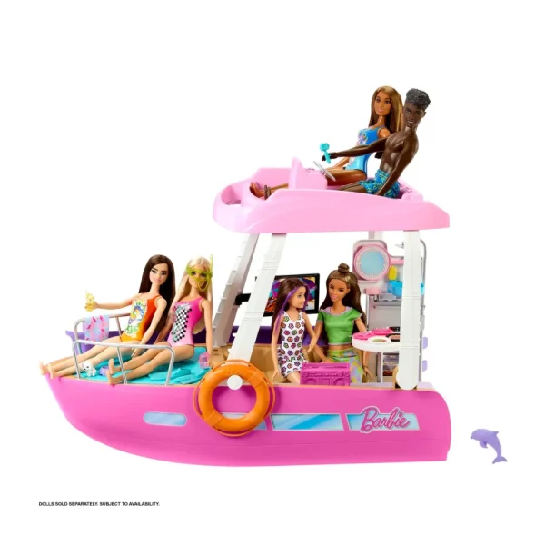 Fashion Barca Dei Sogni, Playset Con Piscina, Scivolo, Un Delfino E 20+ Accessori, 3+ Anni, Hjv37 Camper E Veicoli Per Bambole