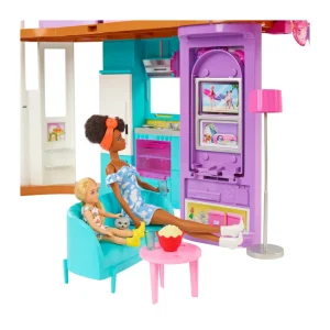 Cheap Casa Di Malibu (106 Cm) Playset Casa Delle Bambole Con 2 Piani, 6 Stanze, Ascensore, Altalena E +30 Accessori, Giocattolo Per Bambini 3+ Anni Case Delle Bambole