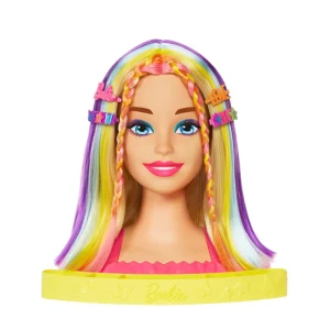 Sale Super Chioma Hairstyle Capelli Arcobaleno, Testa Pettinabile Con Capelli Biondi E Ciocche Arcobaleno Fluo Da Acconciare, Con Accessori Color Reveal, 3+ Anni, Hmd78 Fashion Dolls