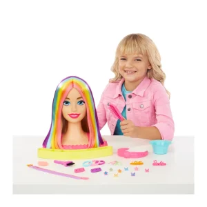 Sale Super Chioma Hairstyle Capelli Arcobaleno, Testa Pettinabile Con Capelli Biondi E Ciocche Arcobaleno Fluo Da Acconciare, Con Accessori Color Reveal, 3+ Anni, Hmd78 Fashion Dolls