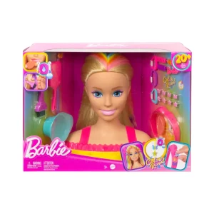 Sale Super Chioma Hairstyle Capelli Arcobaleno, Testa Pettinabile Con Capelli Biondi E Ciocche Arcobaleno Fluo Da Acconciare, Con Accessori Color Reveal, 3+ Anni, Hmd78 Fashion Dolls