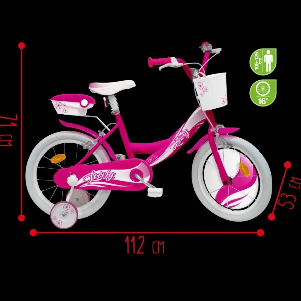 New Bicicletta 16 Fucsia 2 Freni Caliper Bauletto, Cestello E Disco Colorato Nella Ruota Anteriore Inclusi Adatta Per Bambini Dai 8-12 Anni Biciclette Per Bambini