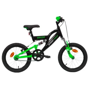 Best Bicicletta 16" Luxury Dallo Stile Sportivo Nero E Verde Sistema A 2 Freni V-Brake Struttura In Acciaio Adatta Per Bambini Dai 8-12 Anni Biciclette Per Bambini