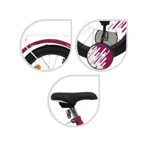 Discount Bicicletta 16" Luxury Dallo Stile Sportivo Magenta Sistema A 2 Freni V-Brake Struttura In Acciaio Adatta Per Bambini Dai 8-12 Anni Biciclette Per Bambini