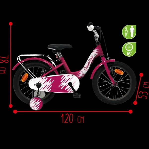 Discount Bicicletta 16" Luxury Dallo Stile Sportivo Magenta Sistema A 2 Freni V-Brake Struttura In Acciaio Adatta Per Bambini Dai 8-12 Anni Biciclette Per Bambini