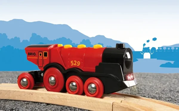 Fashion Grande Locomotiva Rossa A Batterie Costruzioni In Legno