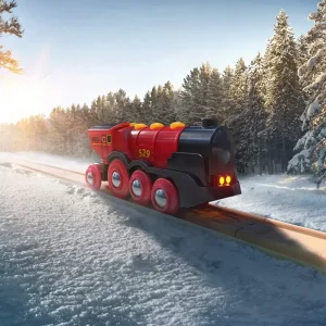 Fashion Grande Locomotiva Rossa A Batterie Costruzioni In Legno