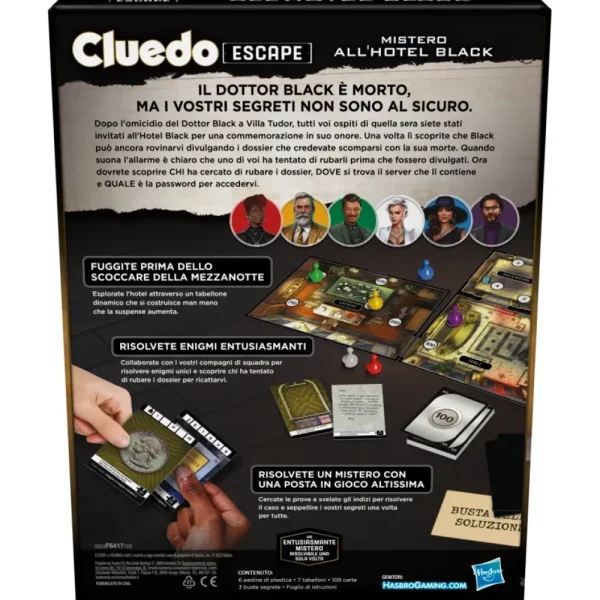 Fashion Cluedo Escape Mistero All'Hotel Black, Gioco Da Tavolo, Giochi In Versione Escape Room Da Risolvere 1 Volta Sola, Giochi Di Mistero, Dai 10 Anni In Su Giochi Di Strategia