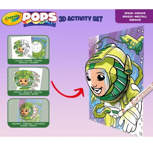 Best Sale Pops 3D Activity Set Spazio E Astronauti Colora E Crea Disegni Tridimensionali Kit Artistici E Pittura