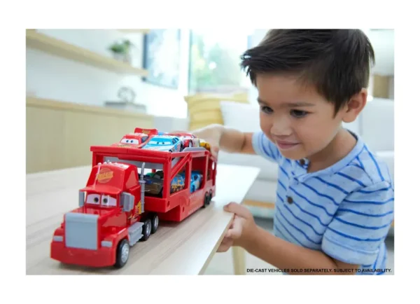 New Disney Pixar Mack Trasportatore, Camion Da 33 Cm Con Rampa Per Trasportare 12 Macchinine Macchinine Bambini