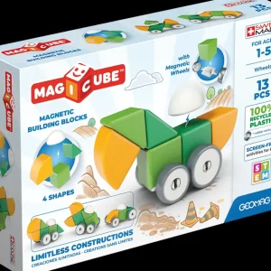 Outlet 202 Magicube 4 Shapes Recycled Wheels 13 Pcs Costruzioni Bambini