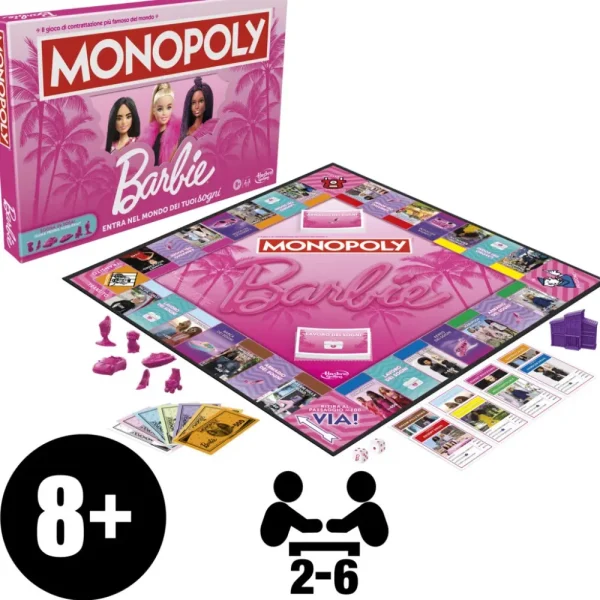 Sale Monopoly Barbie, Gioco Da Tavolo, Giochi Per Famiglie Per 2-6 Giocatori, Dagli 8 Anni In Su Giochi Di Societa Per Bambini