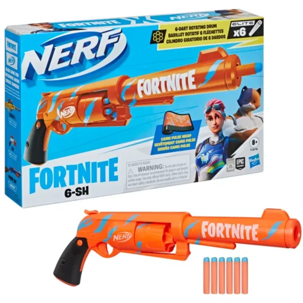 Clearance Hasbro Fortnite 6-Sh Blaster Con Caricamento Con Percussore, Caricatore A Tamburo Da 6 Dardi, Include 6 Dardi Elite Giochi Di Abilita E Sport