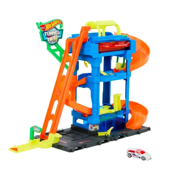 Sale Autolavaggio Con Tunnel, Playset Con Pista E Tunnel Che Spruzza Acqua, Include 1 Veicolo Garage E Circuiti