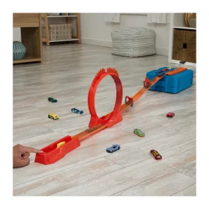 New Box Track Builder Con 1 Veicolo Incluso, Confezione Modulabile Con E Accessori A Tema Fuoco Inclusi, Giocattolo Per Bambini, 4+ Anni, Hmc04 Macchinine Bambini