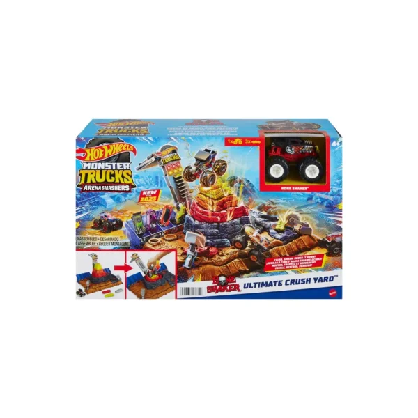 Sale Monster Trucks Arena Degli Scontri Bone Shaker Sfida Demolizione, Playset Che Include 1 Monster Truck Bone Shaker E 3 Auto Da Demolire, Giocattolo Per Bambini, 4+ Anni, Hnb96 Macchinine Bambini