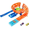 Sale Pista A Spirale, Playset Con Lanciatori, Salto Nel Vuoto E Zona Di Collisione, Include 2 Macchinine Garage E Circuiti