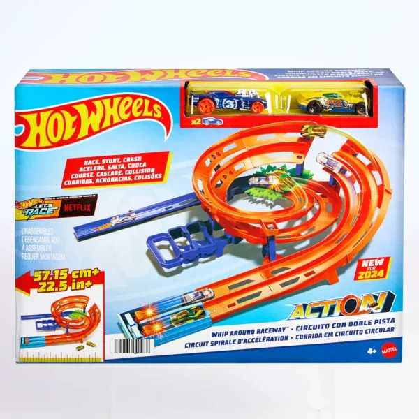 Sale Pista A Spirale, Playset Con Lanciatori, Salto Nel Vuoto E Zona Di Collisione, Include 2 Macchinine Garage E Circuiti
