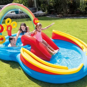 Shop Playground Arcobaleno Piscina Gonfiabile, Con Palline, Multicolore, 297X193X135 Cm Gonfiabili Per Bambini