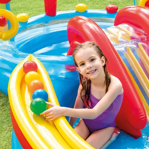 Shop Playground Arcobaleno Piscina Gonfiabile, Con Palline, Multicolore, 297X193X135 Cm Gonfiabili Per Bambini