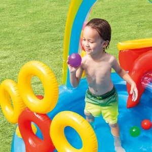 Shop Playground Arcobaleno Piscina Gonfiabile, Con Palline, Multicolore, 297X193X135 Cm Gonfiabili Per Bambini