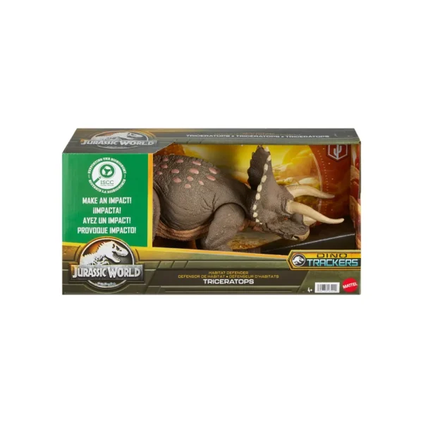 Shop Triceratopo Protettore Dell'Habitat, Dinosauro Lungo 43+ Cm Difensore Del Deserto, Realizzato Per Il 60% In Plastica Riciclata, 4+ Anni, Hpp88 Action Figures