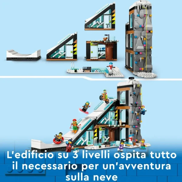 Cheap 60366 Centro Sci E Arrampicata, Modular Building Set A 3 Livelli Con Pista E 8 Minifigure, Regalo Per Bambini 7+ Mattoncini