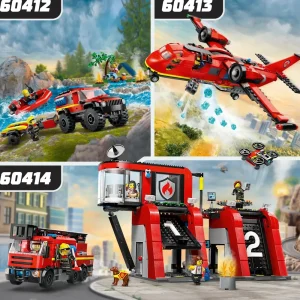 Clearance 60412 Fuoristrada Antincendio E Gommone Di Salvataggio, Camion Dei Pompieri Giocattolo, Giochi Per Bambini 5+ Anni Mattoncini