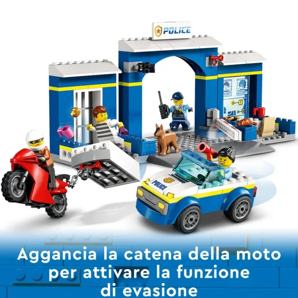 Outlet 60370 Inseguimento Alla Stazione Di Polizia, Macchina E Moto Giocattolo, Minifigure E Cane, Giochi Per Bambini 4+ Mattoncini