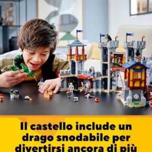 Best Creator 3 In 1 Castello Medievale, Torre E Mercato Con Catapulta E Drago Giocattolo, Include 3 Minifigure, 31120 Mattoncini