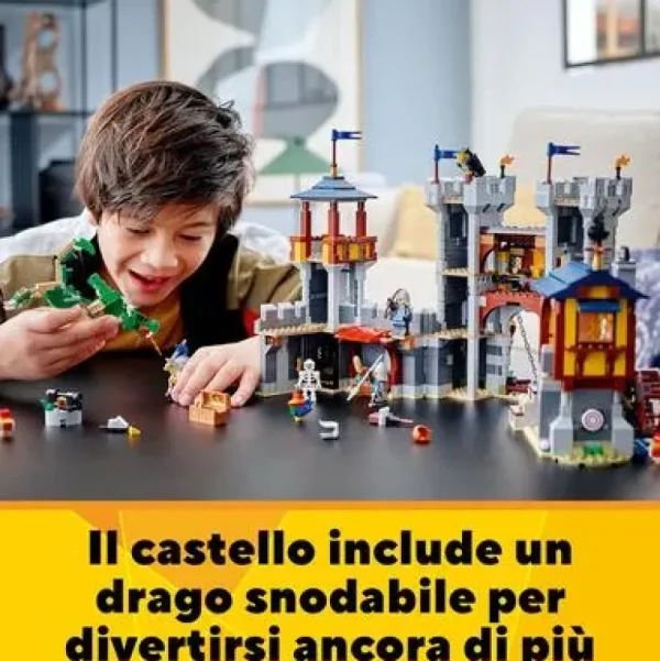 Best Creator 3 In 1 Castello Medievale, Torre E Mercato Con Catapulta E Drago Giocattolo, Include 3 Minifigure, 31120 Mattoncini