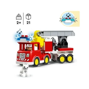 Shop Town Autopompa, Camion Giocattolo Con Luci E Sirena, Figure Pompiere E Gatto, Giochi Educativi Per Bambini, 10969 Mattoncini