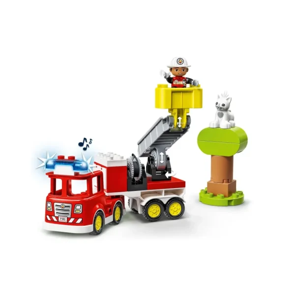 Shop Town Autopompa, Camion Giocattolo Con Luci E Sirena, Figure Pompiere E Gatto, Giochi Educativi Per Bambini, 10969 Mattoncini