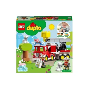 Shop Town Autopompa, Camion Giocattolo Con Luci E Sirena, Figure Pompiere E Gatto, Giochi Educativi Per Bambini, 10969 Mattoncini