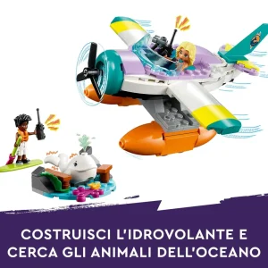 Shop 41752 Idrovolante Di Salvataggio, Aereo Giocattolo Soccorso Animali Con Balena E Mini Bamboline Per Bambini 6+ Mattoncini