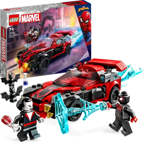 Shop Lego Marvel 76244 Miles Morales Vs. Morbius, Spider-Man Giocattolo Per Bambini Con Macchina Da Corsa E Minifigure Di Spidey Mattoncini