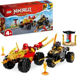 New 71789 Battaglia Su Auto E Moto Di Kai E Ras, Veicoli Giocattolo Con 2 Minifigure, Giochi Ninja Per Bambini 4+ Anni Mattoncini