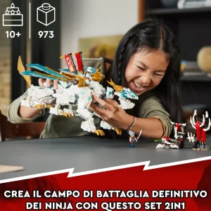 Clearance 71786 Drago Di Ghiaccio Di Zane 2In1 Con Drago Giocattolo E Guerriero Action Figure, Kit Modellismo Per Bambini Mattoncini