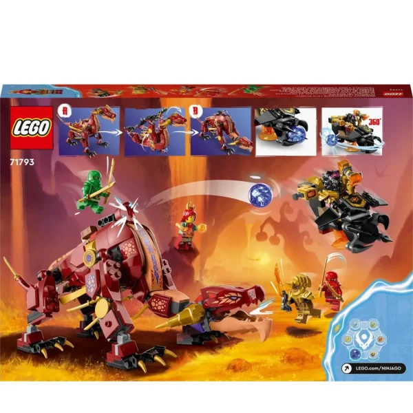 Clearance 71793 Dragone Di Lava Transformer Heatwave, Serie Dragons Rising Con Drago Giocattolo E Minifigure, Giochi Ninja Mattoncini