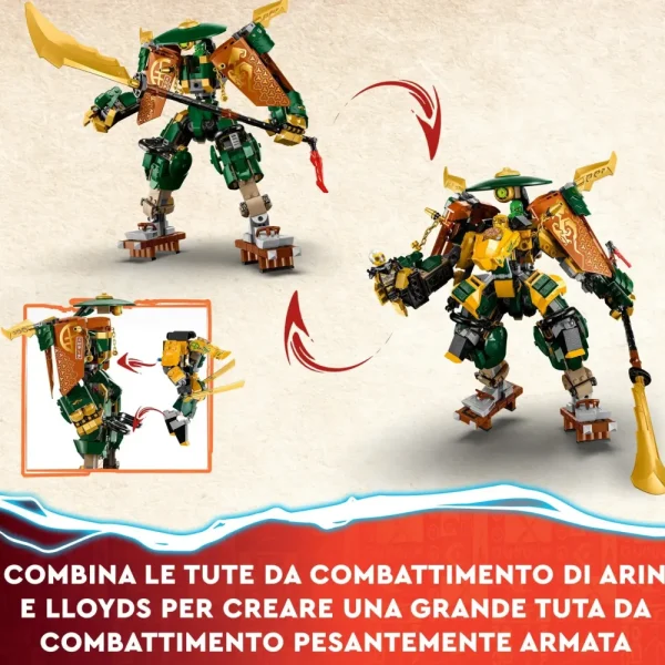 Online 71794 Team Mech Ninja Di Lloyd E Arin, Set Con 2 Action Figure Combinabili E 5 Minifigure, Giochi Per Bambini 9+ Mattoncini