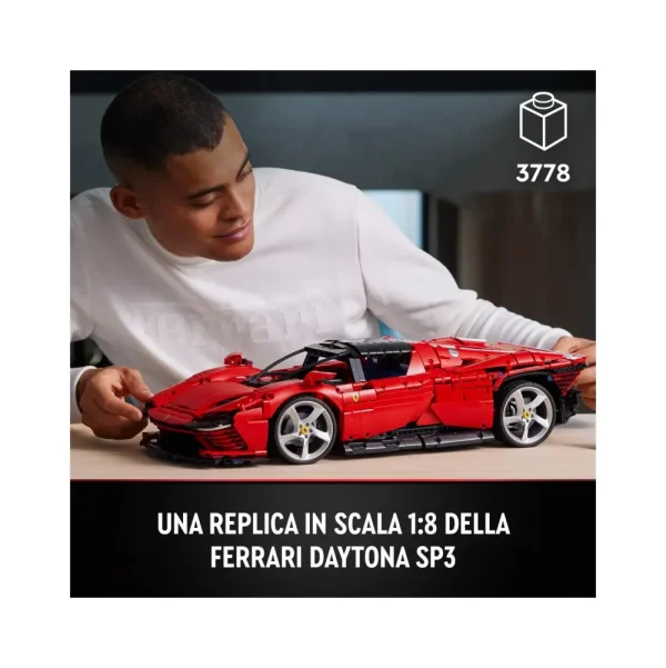 Hot 42143 Ferrari Daytona Sp3, Modellino Auto Da Costruire Supercar Scala 1:8, Set Collezione Adulti, Idea Regalo Mattoncini