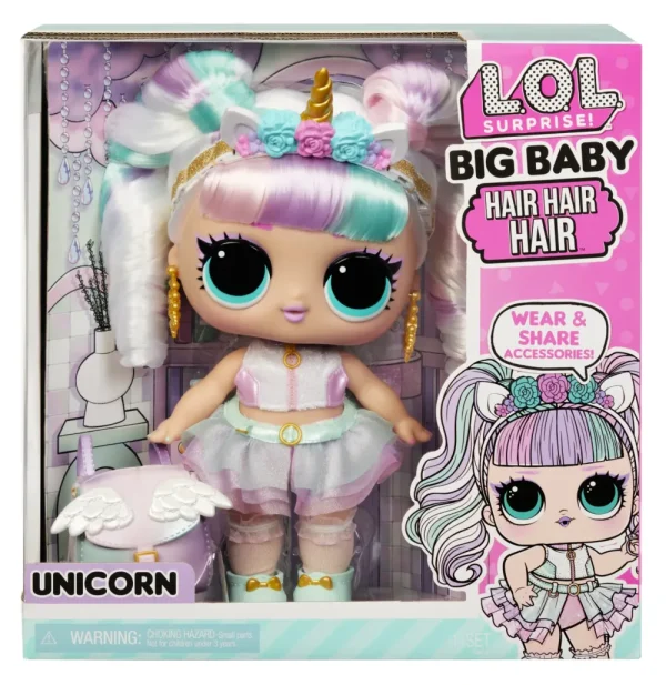 Discount Surprise Big Baby Hair Hair Hair Bambola Grande Unicorn Bambola Da 28Cm Con 14 Sorprese Tra Cui Accessori Da Condividere E Capelli Veri Bambolotti