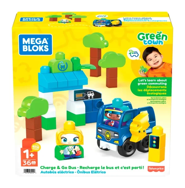 Store Green Town Bus Ecologico Amici Bio, Set Da Costruzione Con 36 Blocchi, Giocattolo Per Bambini 1+ Anni, Hdx90 Costruzioni Bambini