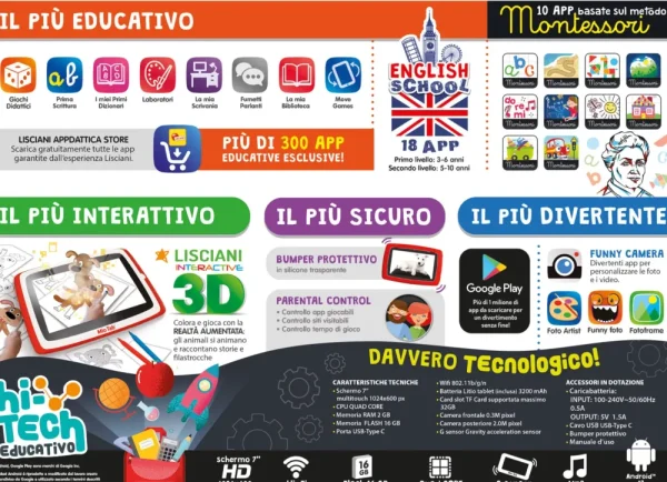 Hot Mio Tab 7" Smart Kid Tablet E Giochi Interattivi