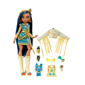 Fashion Cleo De Nile, Bambola Snodata Alla Moda, Dai Capelli Con Ciocche Blu, Con Accessori E Cagnolino, Giocattolo Per Bambini, 4+ Anni, Hhk54 Fashion Dolls