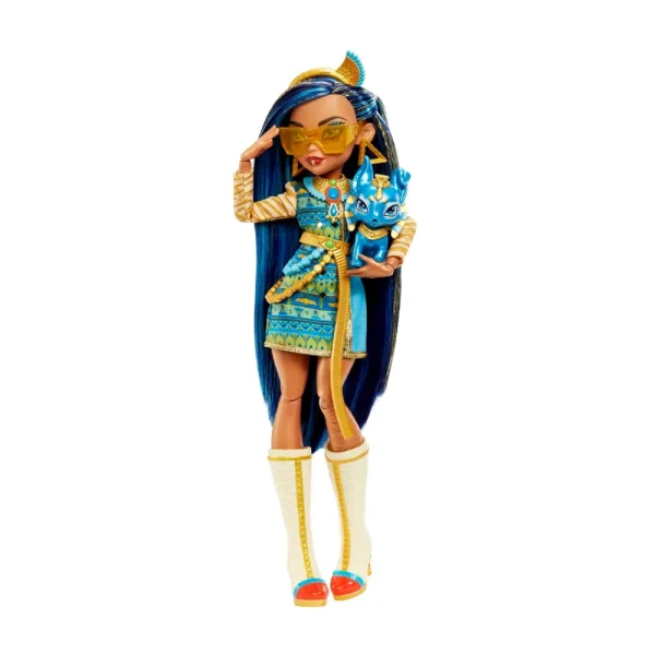 Fashion Cleo De Nile, Bambola Snodata Alla Moda, Dai Capelli Con Ciocche Blu, Con Accessori E Cagnolino, Giocattolo Per Bambini, 4+ Anni, Hhk54 Fashion Dolls