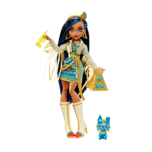 Fashion Cleo De Nile, Bambola Snodata Alla Moda, Dai Capelli Con Ciocche Blu, Con Accessori E Cagnolino, Giocattolo Per Bambini, 4+ Anni, Hhk54 Fashion Dolls