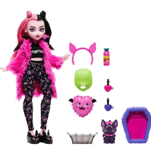 Best Sale Draculaura Creepover Party, Bambola Con Outfit Dettagliato E Accessori Per Il Pigiama Party, Cucciolo Di Pipistrello Conte Fabulous Incluso Fashion Dolls