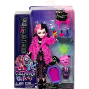 Best Sale Draculaura Creepover Party, Bambola Con Outfit Dettagliato E Accessori Per Il Pigiama Party, Cucciolo Di Pipistrello Conte Fabulous Incluso Fashion Dolls