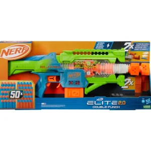 Outlet Elite 2.0, Blaster Lancia-Dardi Double Punch, 50 Dardi Elite, 2 Caricatori Da 10 Dardi, Blaster Motorizzato, Dagli 8 Anni In Su Giochi Di Abilita E Sport